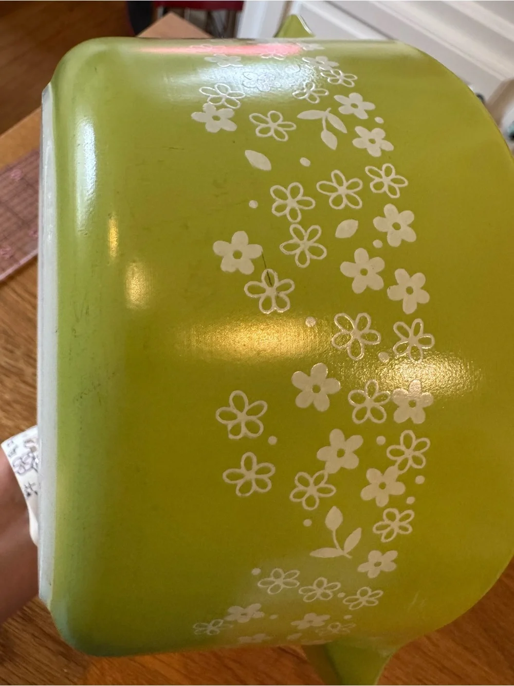 🌼 Vintage Pyrex 474-B Spring Blossom Green Cinderella Casserole w/ Lid